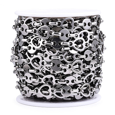 Tarnish Resistant 661 Stainless Steel Heart & Flat Round & Oval Link Chains CHS-T005-02P-1