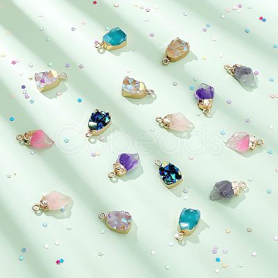 SUPERFINDINGS 16Pcs 8 Color Druzy Resin Pendants RESI-FH0001-36-1