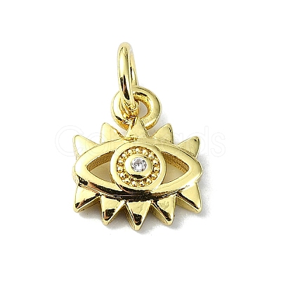 Eye Theme Brass Micro Pave Cubic Zirconia Charms KK-H475-58G-05-1