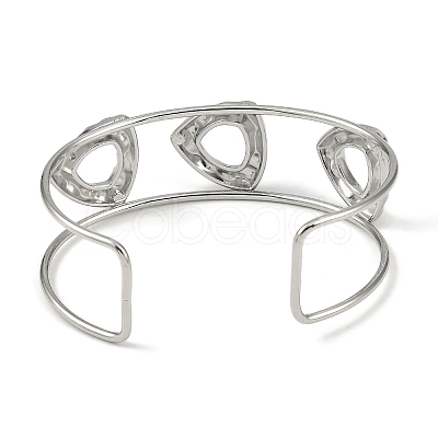 Non-Tarnish 304 Stainless Steel Wide Textured Open Cuff Bangles BJEW-Q348-05P-03-1