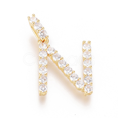 Golden Plated Brass Micro Pave Clear Cubic Zirconia Pendants ZIRC-L093-01N-1