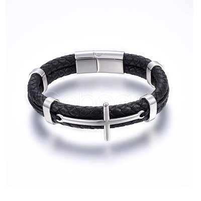 Leather Cord Bracelets BJEW-G603-09P-1