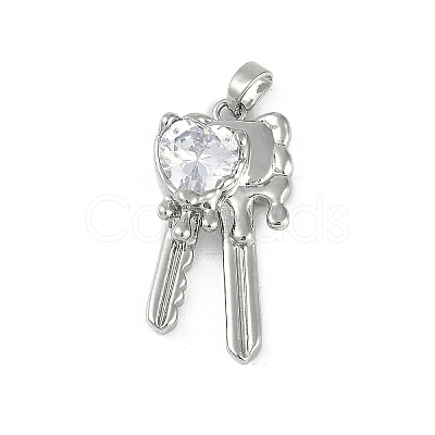 Brass Micro Pave Clear Cubic Zirconia Pendants KK-Z078-33P-1