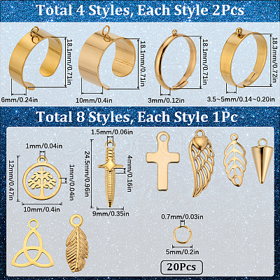 SUNNYCLUE DIY Charm Finger Ring Making Kit DIY-SC0023-59-1