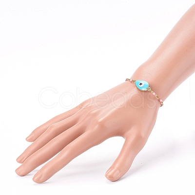 Alloy Enamel Evil Eye Link Bracelets BJEW-JB05973-1