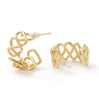 Brass Half Hoop Earrings EJEW-A056-19G-1