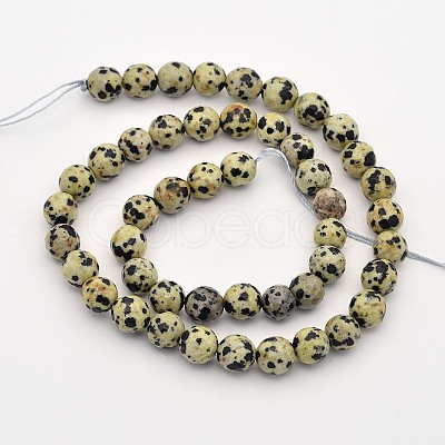 Natural Dalmation Jasper Beads Strands X-G-G542-8mm-07-1