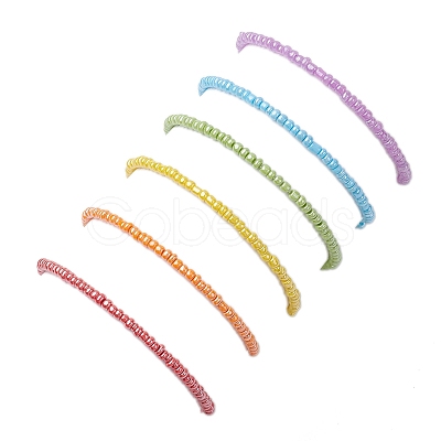 6 PCS Rainbow Style Bear Shape Acrylic Beaded Bracelets Set for Children BJEW-JB10066-1