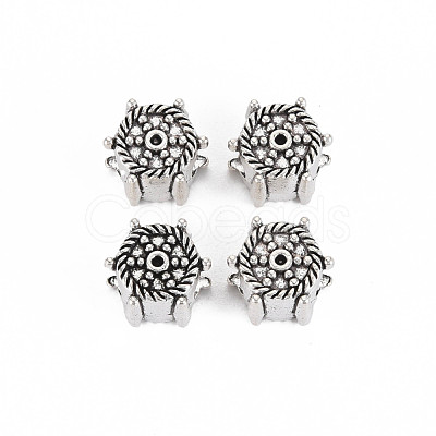 Tibetan Style Alloy European Beads Rhinestone Settings TIBEB-N007-033-1