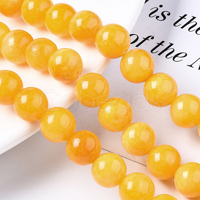 Natural Dyed Yellow Jade Gemstone Bead Strands X-G-R271-10mm-Y07-1