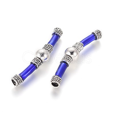 Antique Silver Plated Alloy Enamel Tube Beads ENAM-L027-N01-AS-1