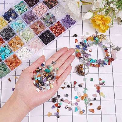 Natural Mixed Stone Chip Beads Kit for DIY Jewelry Set Making DIY-SZ0005-96-1