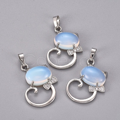 Opalite Kitten Pendants G-L512-R21-1