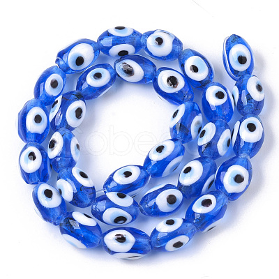 Handmade Evil Eye Lampwork Beads Strands LAMP-R143-03B-1