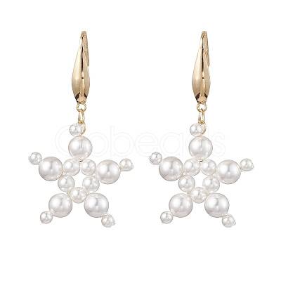 Star Shell Pearl Dangle Earrings EJEW-TA00493-1