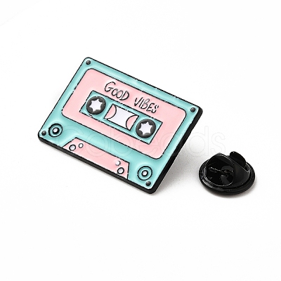 Cassette with Word Good Vibes Enamel Pins JEWB-I025-02C-1