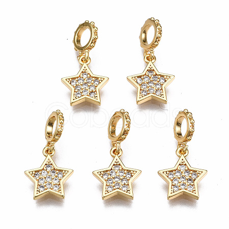 Brass Micro Pave Clear Cubic Zirconia Pendants KK-Q277-052-NF-1