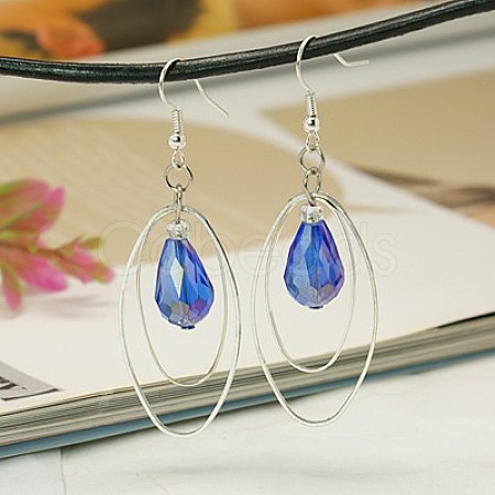 Trendy Glass Teardrop Dangle Earrings EJEW-JE00529-08-1