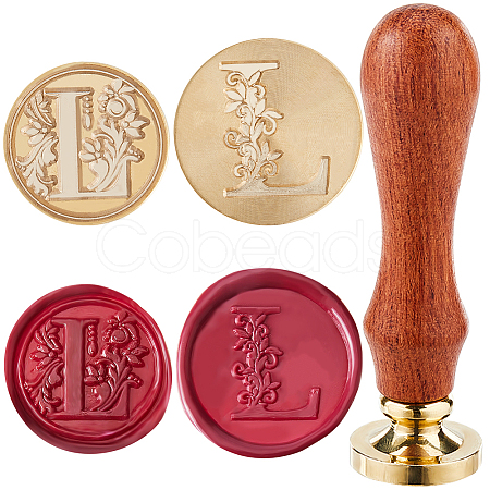 CRASPIRE 2Pcs 2 Styles Golden Tone Brass Wax Seal Stamp Head AJEW-CP0007-48B-07-1