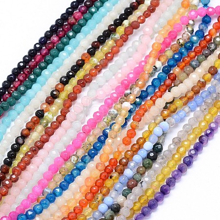 Faceted Natural Agate Beads Strands G-F559-05-4mm-1