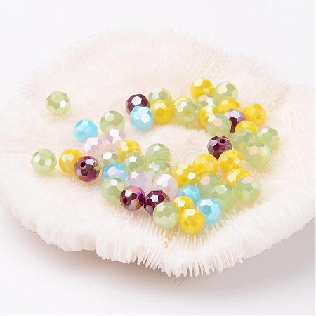 Faceted Round Electroplate Glass Beads X-EGLA-R017-6mm-M-1