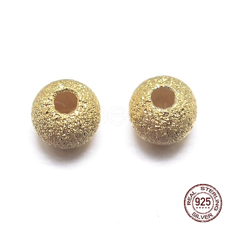 Real 18K Gold Plated Round 925 Sterling Silver Textured Beads STER-M101-01-3mm-1