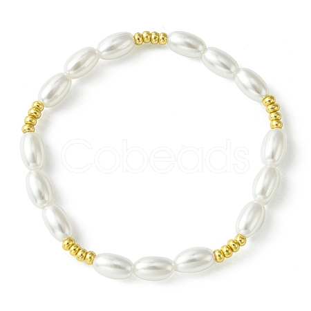 ABS Plastic Imitation Pearl Rice Beaded Stretch Bracelets for Women BJEW-JB10577-1