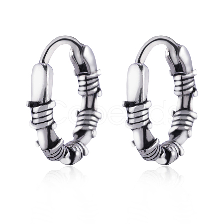 316 Stainless Steel Thorns Hoop Earrings for Men Women EJEW-SZ0001-96-1
