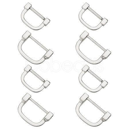 WADORN 8Pcs 2 Style Alloy D Rings FIND-WR0003-22P-1