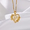 304 Stainless Steel Heart Pendant Necklaces with Cubic Zirconia, Letter Charms, Letter P, 16.54 inch(42cm)