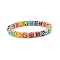 Colorful Evil Eye Lampwork Beaded Stretch Bracelet with Crystal Rhinestone for Women, Golden, Inner Diameter: 2-1/8 inch(5.5cm)