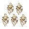 Brass Micro Pave Cubic Zirconia Pendants, Dolphin Shape, Long-Lasting Plated, Light Gold, Clear, 17x9x3mm, Hole: 1.2mm