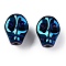 Electroplate Glass Beads Strands, Skull, Midnight Blue, 10x8x7.5mm, Hole: 1mm, about 65pcs/strand, 25.59''(65cm)