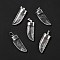 Natural Quartz Crystal Pendants, with Silver Tone Brass Findings, Dagger Shape, 41~42x15~16x6.5~7.5mm, Hole: 5x7.5mm