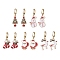 5Pairs 5 Styles Christmas Theme Alloy Enamel Dangle Earrings, 304 Stainless Steel Leverback Earrings for Women, Mixed Color, 30~38x12~18mm, 1pair/style