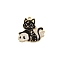 Alloy Enamel Pendants, Cat, Black, 26x25.7x1.2mm, Hole: 2mm