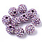 Pave Disco Ball Beads, Polymer Clay Pave Rhinestone Beads, Round, Crystal AB, Lilac, PP13(1.9~2mm), 6 Rows Rhinestone, 10x9mm, Hole: 1.6mm