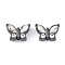 Alloy Beads, with Rhinestone, Butterfly, Black, 9.5x13.5x6mm, Hole: 1.6mm