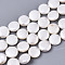 Natural Freshwater Shell Beads Strands, Flat Round, Linen, 8x2~3mm, Hole: 0.6mm, about 51pcs/strand, 16.22 inch(41.2cm)