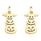 Ion Plating(IP) 201 Stainless Steel Pendants, Halloween Style, Pumpkin Jack-O'-Lantern, Real 18K Gold Plated, 30x15x1mm, Hole: 1.4mm