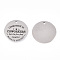 Non-Tarnish 201 Stainless Steel Pendants, Flat Round with Word Coworkers, Stainless Steel Color, 30x1.5mm, Hole: 2mm