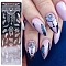 Paper Nail Art Stickers, with Steel Plate, Self-Adhesive Nail Design Art, for Nail Toenails Tips Decorations, Feather, 12x4x0.1cm