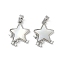 Brass Micro Pave Cubic Zirconia Pendants, with Shell, Star, Platinum, 17.5x14x3mm, Hole: 3x5mm