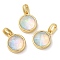 Rack Plating Brass with Synthetic Opal Pendants, Flat Round, Champagne Yellow, 14.5x11.5x6.5mm, Hole: 5mm