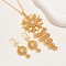 Simple and Stylish 18K Gold Plated Brass Cubic Zirconia Flower Pendant Necklace & Dangle Earrings Set for Women