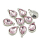 Alloy Glass Pendants, Faceted, teardrop, Platinum, Pearl Pink, 19x12x6mm, Hole: 1.5mm