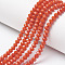 Opaque Solid Color Glass Beads Strands, Faceted, Rondelle, Orange Red, 10x8mm, Hole: 1mm, about 63~65pcs/strand, 49~50cm