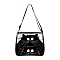 Cat Polyester Shoulder Bags, for Women Bags, Rectangle, Black, 24x20cm