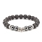 Natural Lava Rock & Synthetic Hematite Stretch Bracelet with Alloy Tube Beaded, Essential Oil Gemstone Jewelry for Women, Inner Diameter: 2 inch(5.1cm)