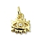 Eye Theme Brass Micro Pave Cubic Zirconia Charms, with Jump Ring, Real 18K Gold Plated, Eye, 10x8.5x2mm, Hole: 3mm